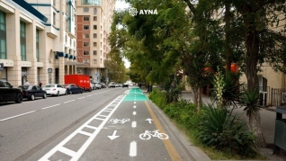 Bülbül prospektinin daha bir hissəsində velosiped zolağı çəkildi - FOTOLAR