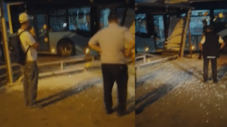 Bakıda sərnişin avtobusu qəzaya uğradı - VİDEO 
