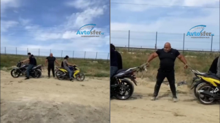 Pəhləvandan yeni şou: Dörd motosikleti belə saxladı – VİDEO  