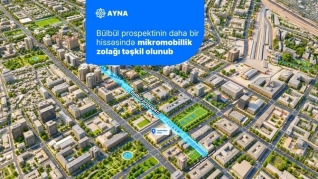 Bülbül prospektinin daha bir hissəsində velosiped zolağı çəkildi - FOTOLAR