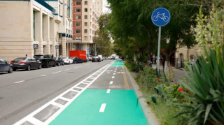Bülbül prospektinin daha bir hissəsində velosiped zolağı çəkildi - FOTOLAR