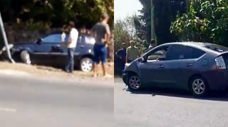 Balakəndə “KIA” əvvəl avtomobilə, sonra işıq dirəyinə çırpıldı    - VİDEO