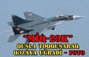 “MiQ-29K” quşla toqquşaraq qəzaya uğrayıb - FOTO