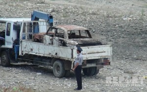 Azərbaycanda ŞOK - Yanmış maşından kül olmuş qadın-kişi meyiti tapıldı - FOTO