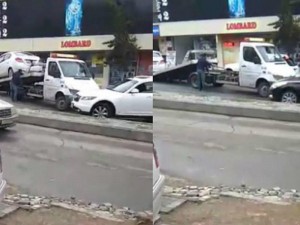 Bakıda evakuator qaydanı belə pozdu - VİDEO