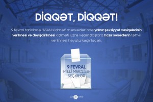 9 fevral “ASAN xidmət” mərkəzlərində qeyri-iş günü olacaq