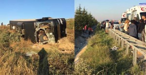 Sərnişin avtobusu aşdı: 13 yaralı - FOTO