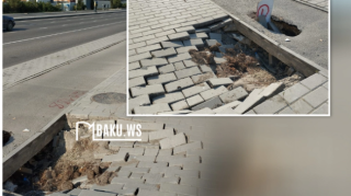 8 Noyabr prospektində səki çöküb  - FOTO