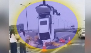 Xanım sürücü avtomobili “şahə” qaldırdı - ŞOK VİDEO