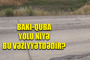 Bakı-Quba yolu bərbad vəziyyətə düşüb - VİDEO