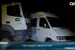 Nasaz olan yük maşını idarəetməni itirib evin hasarına çırpıldı - VİDEO