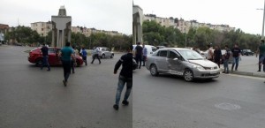 Qadın sürücünün avtomobili vuruldu - FOTO