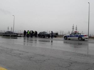 Yağmurlu havada 3 avtomobil toqquşdu - FOTO