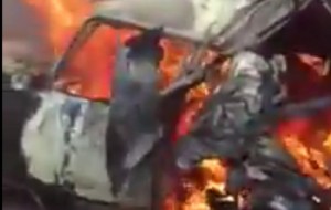 Üç nəfərin yandığı qəzanın dəhşətli görüntüsü - Video - 16+