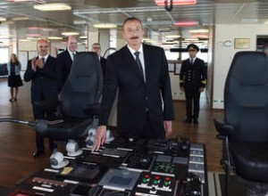 Prezident “Xankəndi” sualtı tikinti gəmisinin təqdimat mərasimində iştirak edib