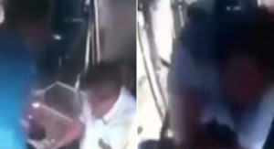 Avtobusda sürücü sərnişini yumruqladı - VİDEO