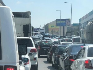 Sumqayıt - Bakı yolunda güclü tıxac yaranıb