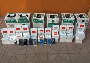 Avtomobildən külli miqdarda siqaret, mobil telefon və qaz balonları aşkar olunub