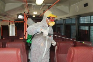 Gəncədə nəqliyyat vasitələri dezinfeksiya olunur - FOTO