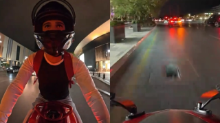 Prospektdə motosiklet sürücüsü son anda qəzadan xilas oldu   - VİDEO