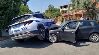 Aydında polis avtomobili ilə minik maşını toqquşub: İki yaralı  - FOTO
