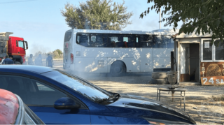 Xaçmazdan Bakıya gedən sərnişin avtobusu qəfil yanıb  - FOTO