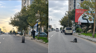 В Хырдалане сняты крышки люков посреди дороги — Водители жалуются — ВИДЕО 